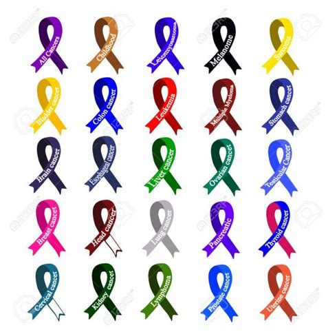 Cancer Ribbon Set Of Ribbons Of Different Colors Against Cancer