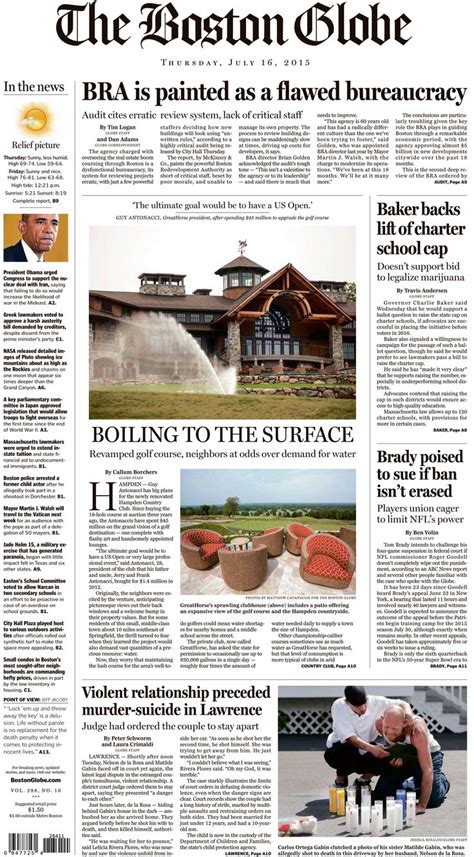 Boston Globe Front Page July 16 2015 Boston Globe Boston F Pictures