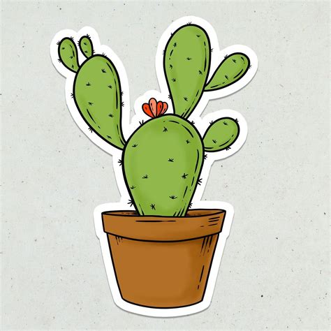 Colored Cute Cacti Matte Sticker Craft Supplies And Tools Materials Etna