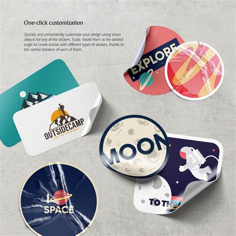Stickers Mockups Set On Yellow Images Creative Store