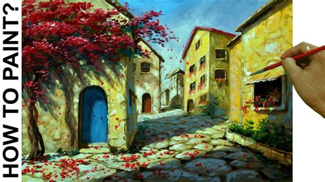 How To Paint Old Village Houses In Tuscany With Concrete Road Using