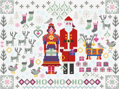 cross stitch kit 14ct aida christmas folkies santa and mrs claus riverdrift needlework