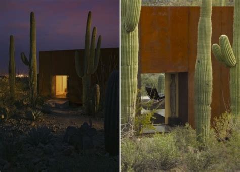 Arizonas Rusted Steel Desert Nomad House Is Surrounded By Towering