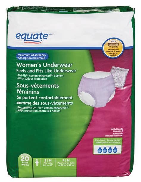 Equate Maximum Absorbency Womens Underwear Walmart Canada