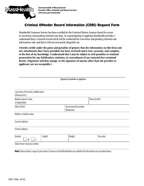 Masshealth Form Crf 1 ≡ Fill Out Printable Pdf Forms Online
