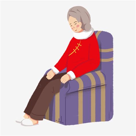 Grandma Sitting Clipart Vector Hand Drawn Cartoon Grandma Free Button