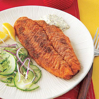 Pour some of the buttermilk into a shallow baking dish and add the fish fillets; Cornmeal-Crusted Fish Fillets Recipe | MyRecipes