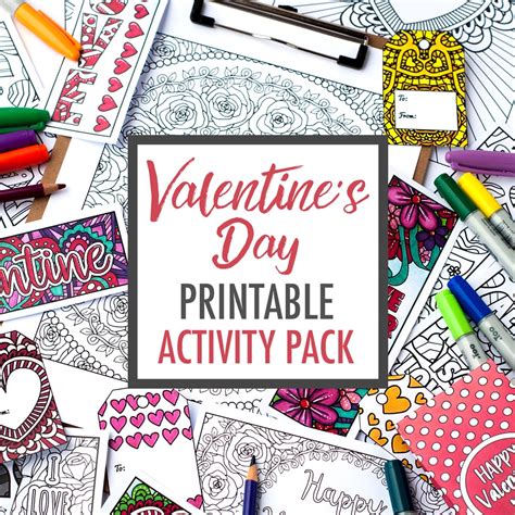 Valentines Day Printable Activity Pack Sarah Renae Clark Coloring
