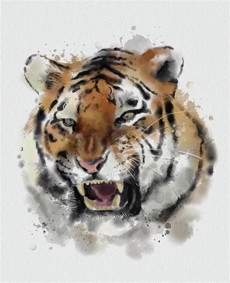 Tiger Face Vintage Digital Art By Bekim M Fine Art America