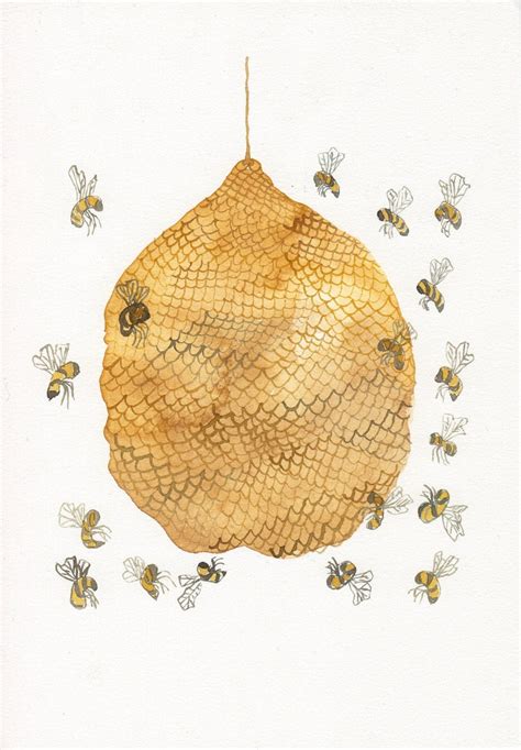 Honey Bee Hive No 3 Original Watercolor Painting