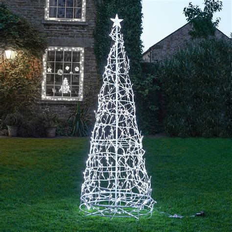 25m Outdoor Spiral Christmas Tree White Twinkle Leds