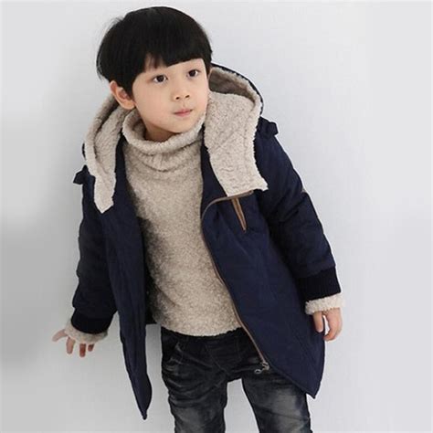 Winter Warm Boys Hooded Wool Outerwear Baby Boy Jackets Children Coat