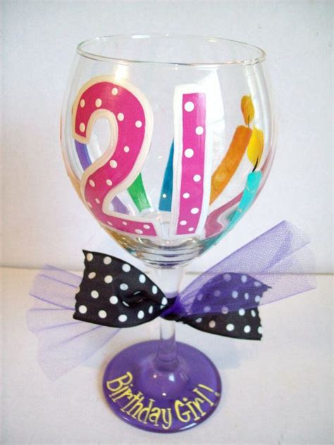 21st Birthday Wine Glass Etsy Birthday Wine Glass 21 Birthday Wine Glass 21st Birthday Glass