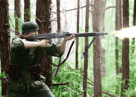 German Paratrooper Fires Mg42 Machine Gun Ww2 Wwii Colorized Print 5x7