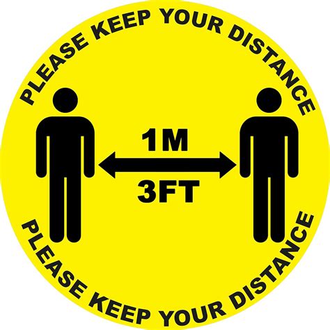 1 X Please Keep Your Distance 1m Social Distancing Landscape Floor Safety Sign Self Adhesive
