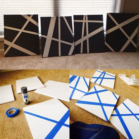 Diy Wall Art Canvas Painters Tape And Spray Paint Is All