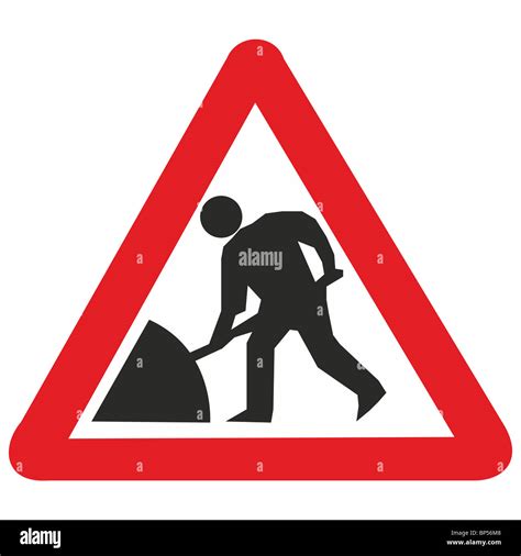 Uk Road Sign Roadworks Ahead Man Digging Stock Photo 30847832 Alamy