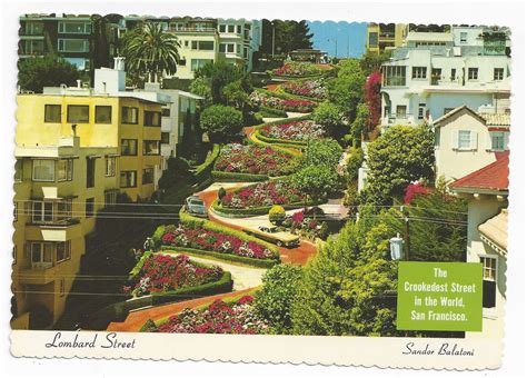 Ca San Francisco Lombard Street Crookedest In World Vintage Postcard 4x6