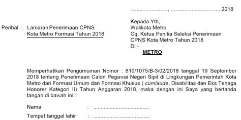 Materi surat lamaran kerja : Contoh Surat Lamaran Cpns Lampung - Contoh Surat Format Lengkap 2020