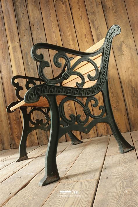 Vintage Green Cast Iron Garden Chairs With New Oak Slats