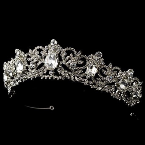 Ornate Antique Silver Wedding And Quinceanera Tiara Crystal Wedding