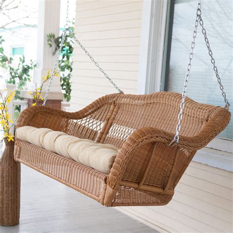 Coral Coast Casco Bay Resin Wicker Porch Swing With Optional Cushion