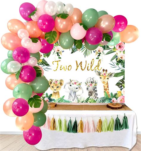 buy two wild birthday decorations girl two wild backdrop jungle theme 2nd birthday party