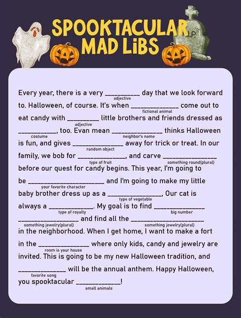 Printable Halloween Mad Libs