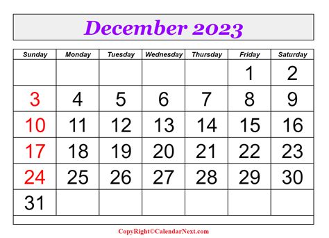 December 2023 Calendar With Holidays Calendar Next
