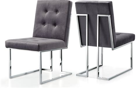 Find modern dining room chairs as dashing as the table itself. Set of 2, Megan Modern Grey Button-Tufted Velvet Dining ...