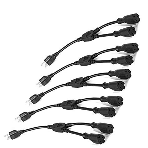 Clearmax Y Splitter Power Cable Extension Cord 3 Prong Power Cord