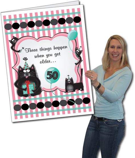 2x3 Giant 50th Birthday Card With Envelope Forgetful Cats By