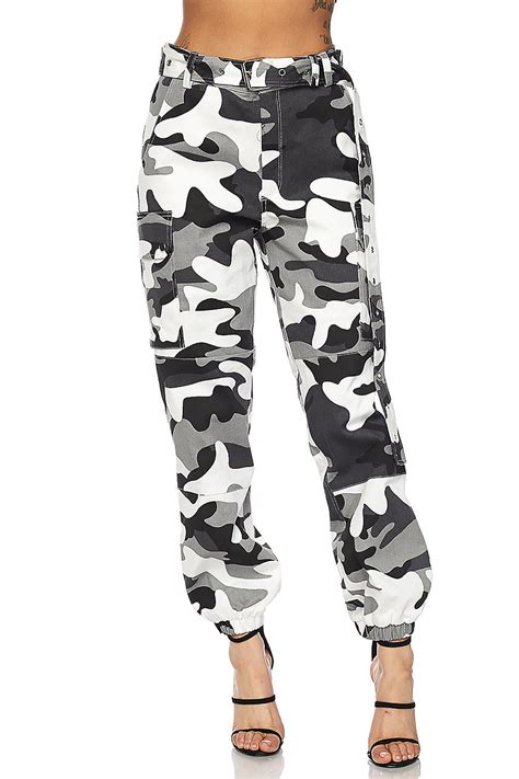 Genx Womens Military Look Comfortable Camouflage Cargo Jogger Pants