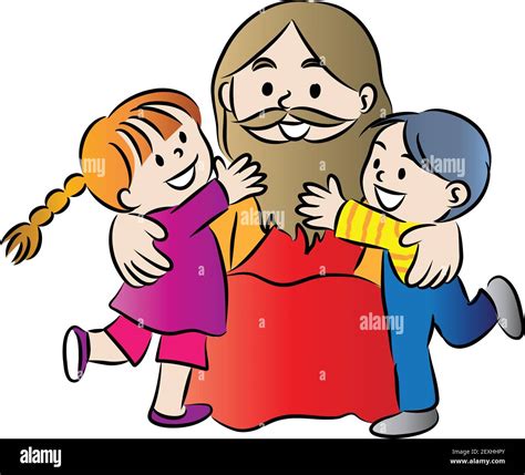 Jesus With The Children Stock Vector Images Alamy