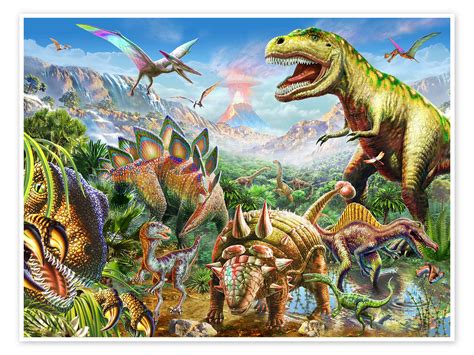 Wandbild „welt Der Dinosaurier“ Von Adrian Chesterman Posterloungede