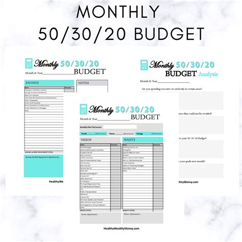 Monthly 503020 Budget Worksheet Budgeting Worksheets Budgeting
