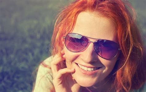Redhead Woman In Sunglasses Stock Image Image Of Look Beauty 93292057