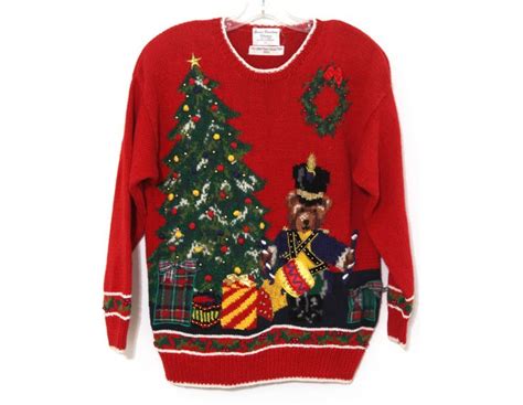 Vintage 80s Drummer Bear Sweater Vintage Christmas Sweaters Christmas