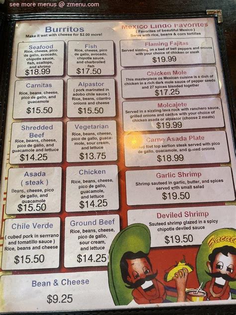 menu at fernandos mexican grill restaurant kahului