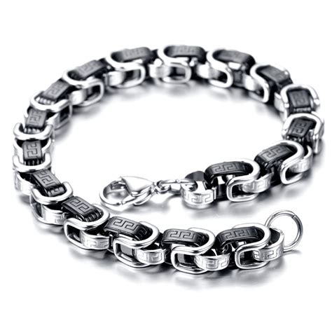 Buy Mens Stainless Steel Bracelet Black And Silver Heavy 86 Kb1488 From
