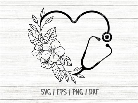 Floral Stethoscope Svg Nurse Svg Medical Svg By Helartshop