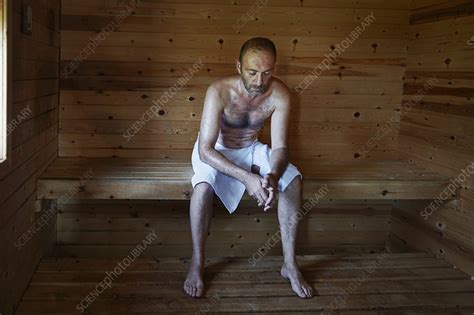 Mature Man Relaxing In Sauna Stock Image F009 3135 Science Photo