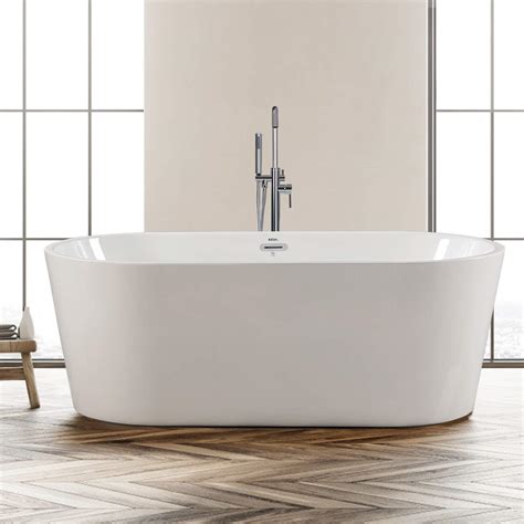Freestanding acrylic bathtub | modern stand alone soaking tub FerdY Shangri-La 67" x 31" Acrylic Freestanding Bathtub ...