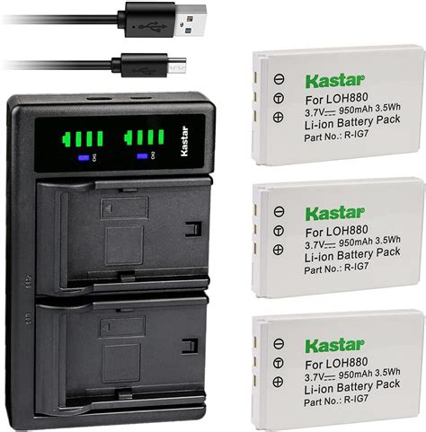 kastar 3 pack battery and ltd2 usb charger compatible with