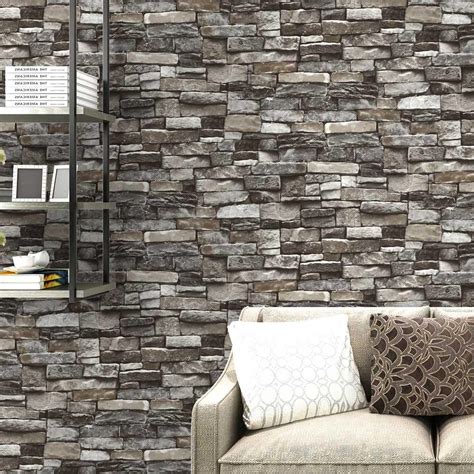 Free Download Redgrey Vintage Rustic Stone Brick Wallpaper Roll Living