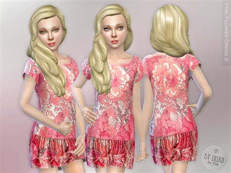 The Sims Resource Pink Flower Dress 2 By Lillka Sims 4 Downloads