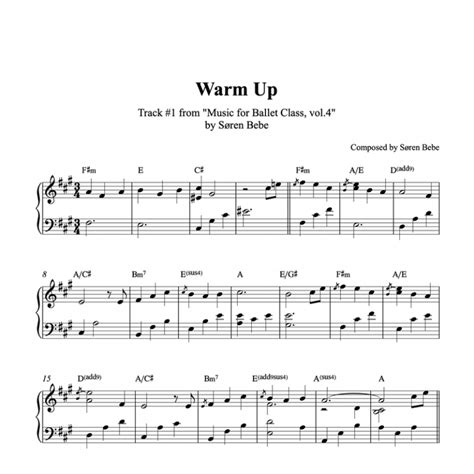 Warm Up Piano Sheet Music For Ballet Class By Søren Bebe Pdf