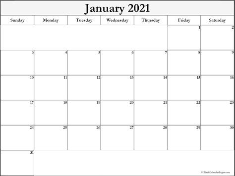 2021 Free Printable Weekly Calendar Template