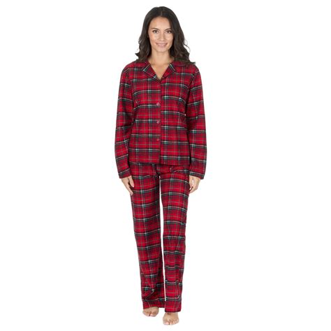 Ladies Check Flannel Pyjama Set Warm Winter Pyjamas Nightwear B55