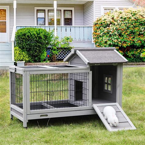 Aivituvin Rabbit Hutch Indoor And Outdoor Bunny Cage With Deep No Leak